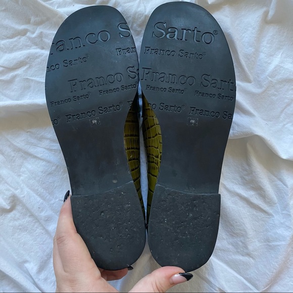 Franco Sarto Green Croc Leather Slip On Loafers - Picture 9 of 10